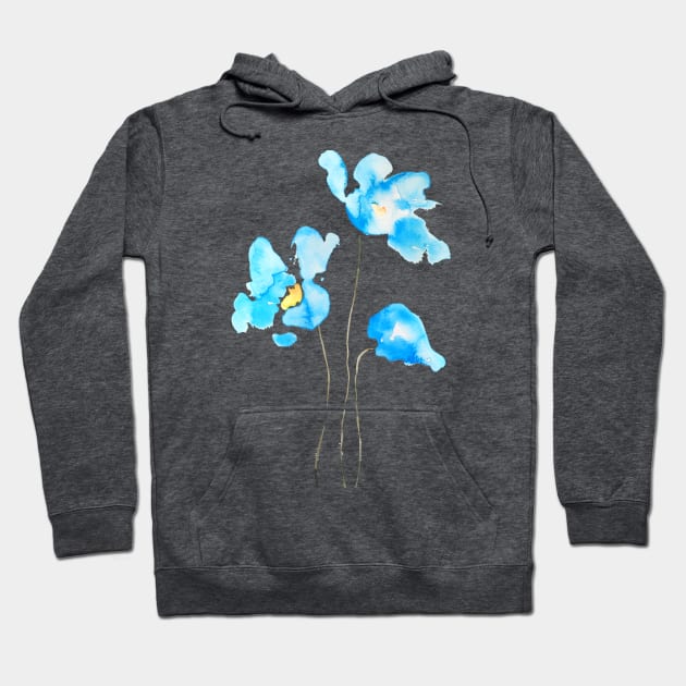 3 abstract blue Himalayan poppies Hoodie by colorandcolor